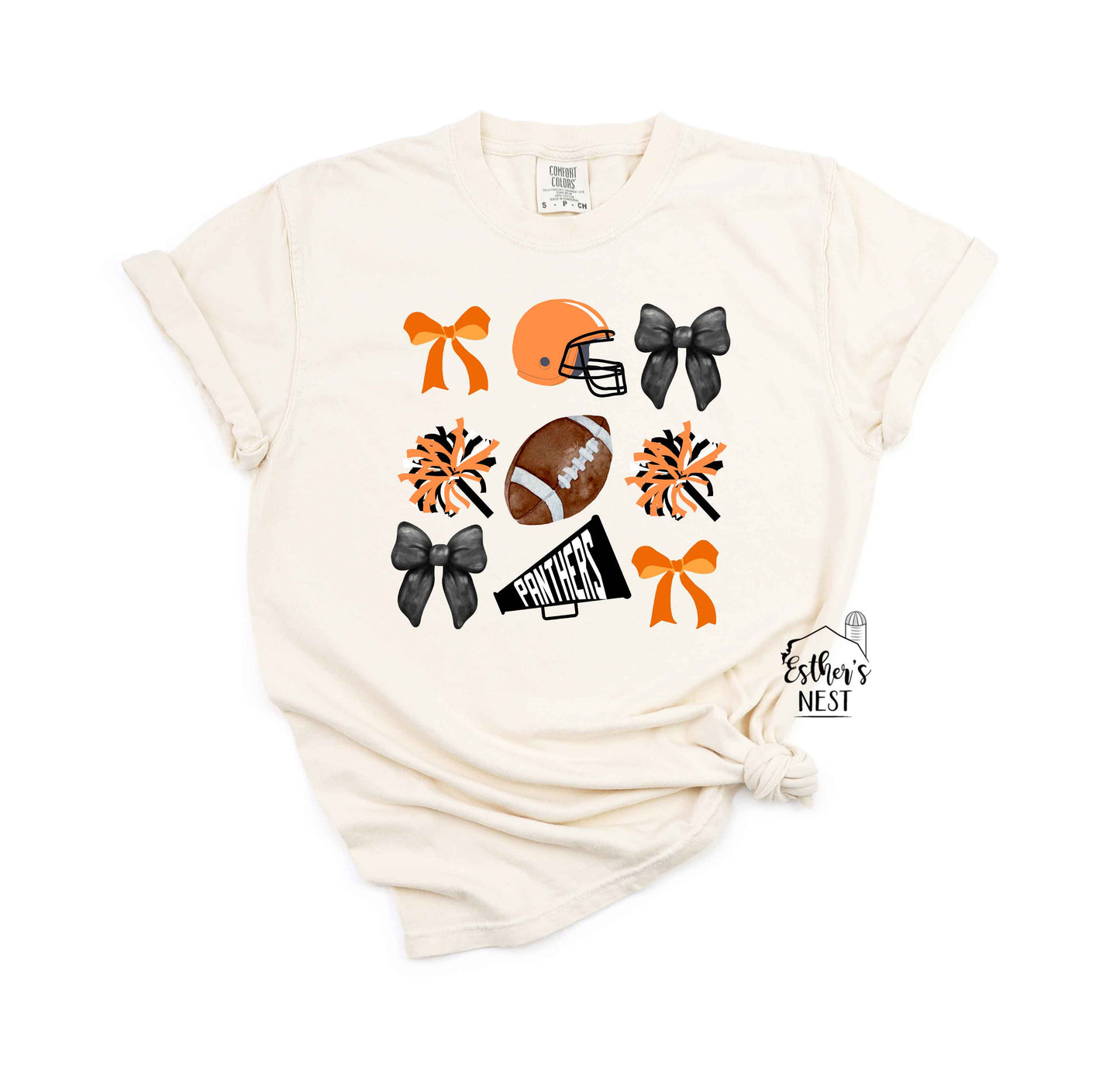 FOOTBALL BOW Mascot Spirit Wear Adult Tee | CUSTOMIZEABLE TEAM COLORS | Spirit Wear Collection