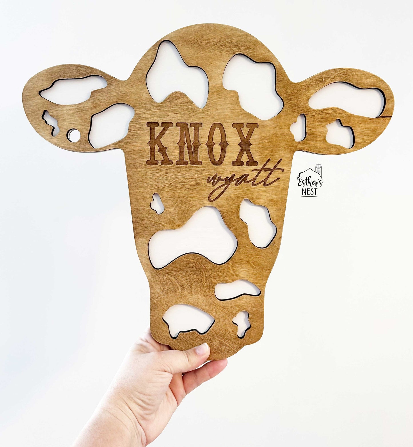 Custom Cow Head Name Sign | Baby Collection | Children's Collection | Home Decor