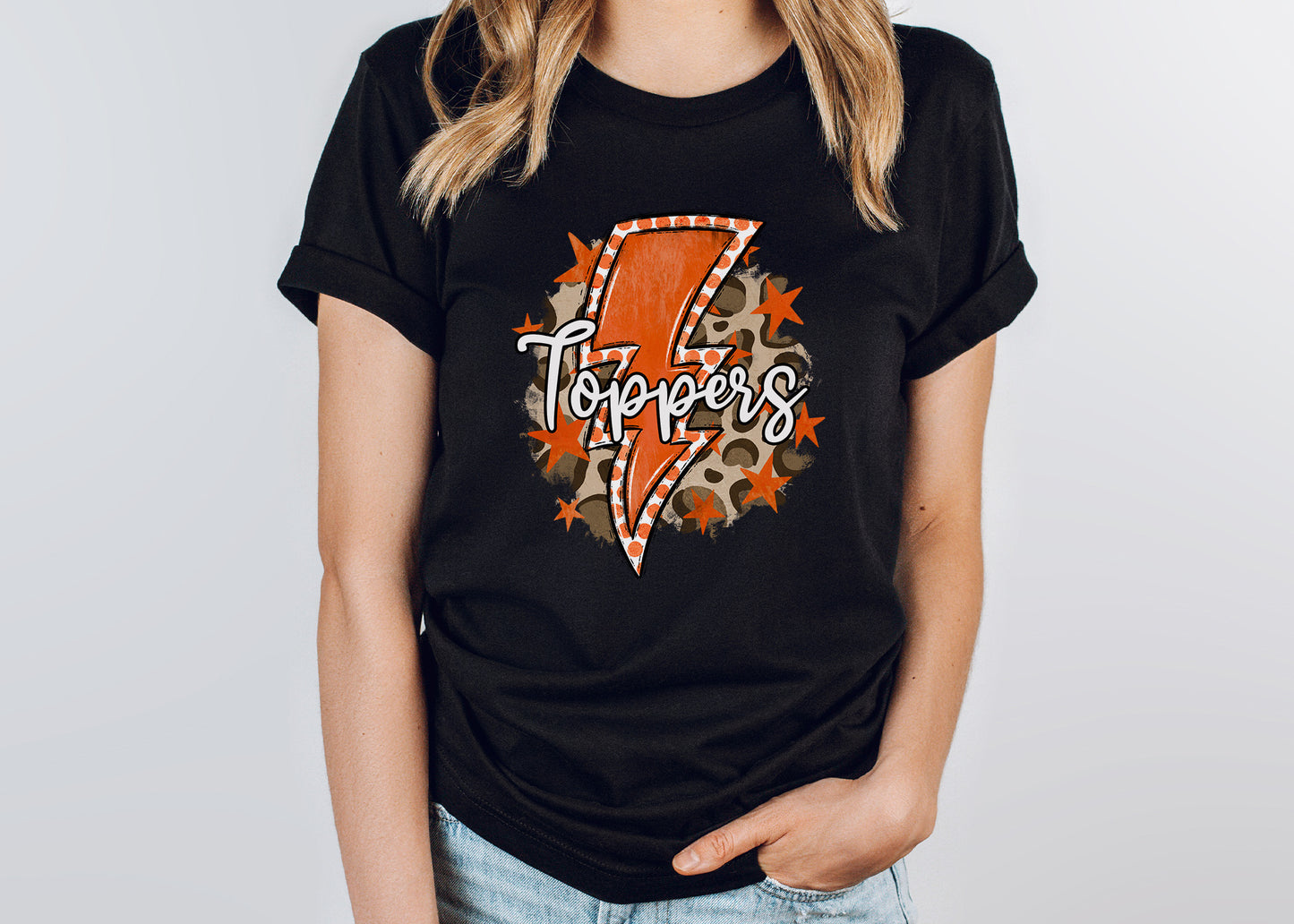 Toppers Leopard Lightening Bolt Spirit Wear Adult Tee | Hillsboro Toppers | Spirit Wear Collection