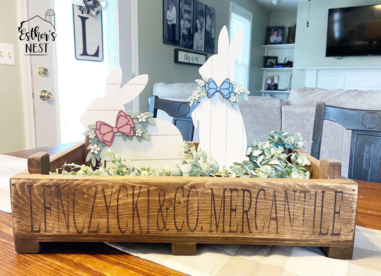 Set of 2 Wood Floral Bunnies | Spring Decor | Easter Collection