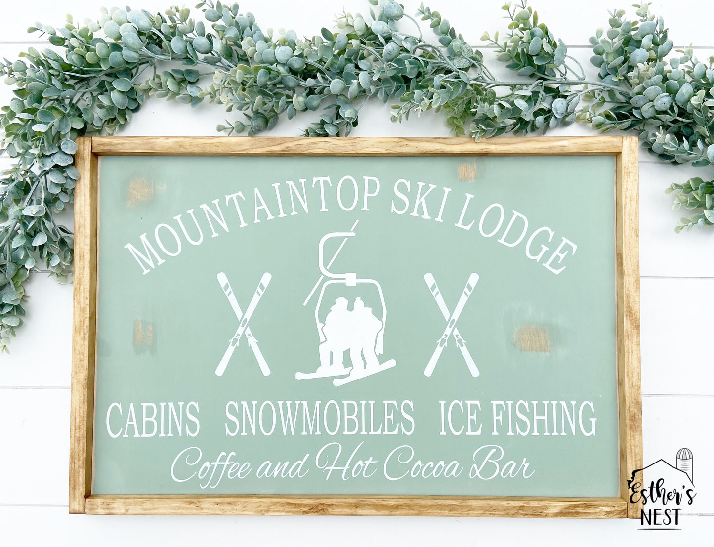 Mountaintop Ski Lodge Wood Sign | Christmas Decor | Home Decor