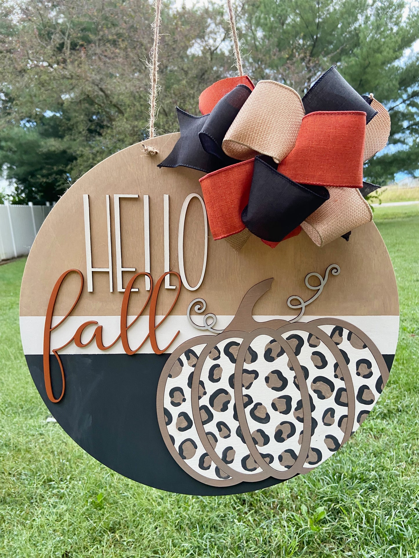 Leopard Pumpkin Door Hanger | Door Hanger Collection | Fall Collection