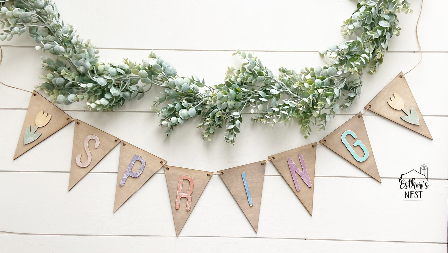 SPRING Banner | Wood Garland | Adult DIY Kit | Spring Collection