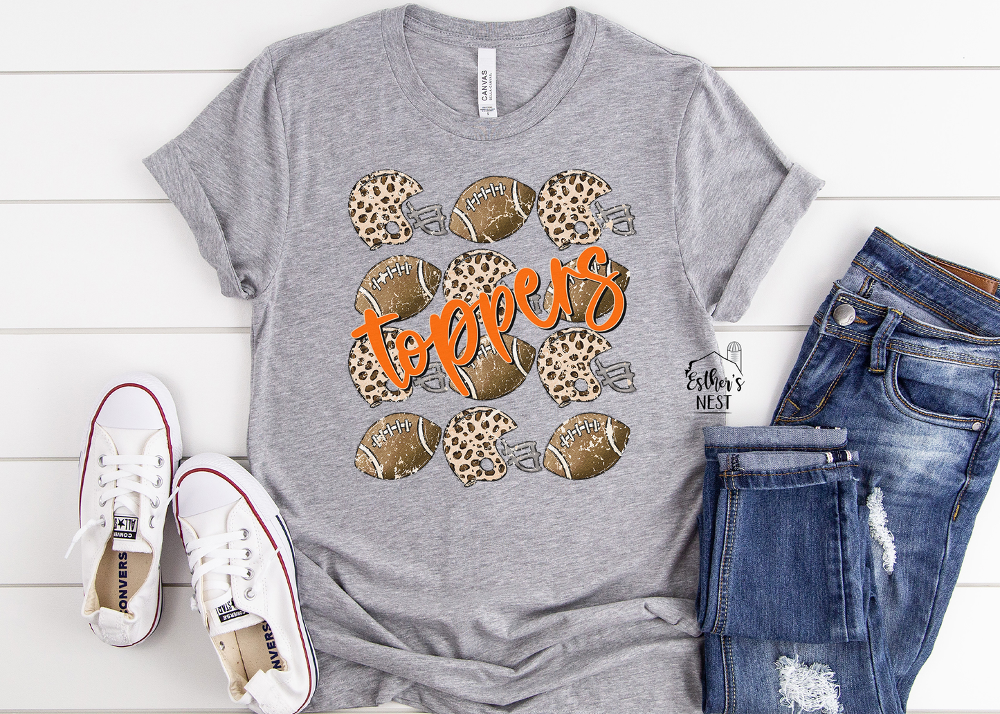 The Jenny - Leopard Topper Football 2022 Fall School Spirit Wear Adult Tee | Hillsboro Toppers | Spirit Wear Collection