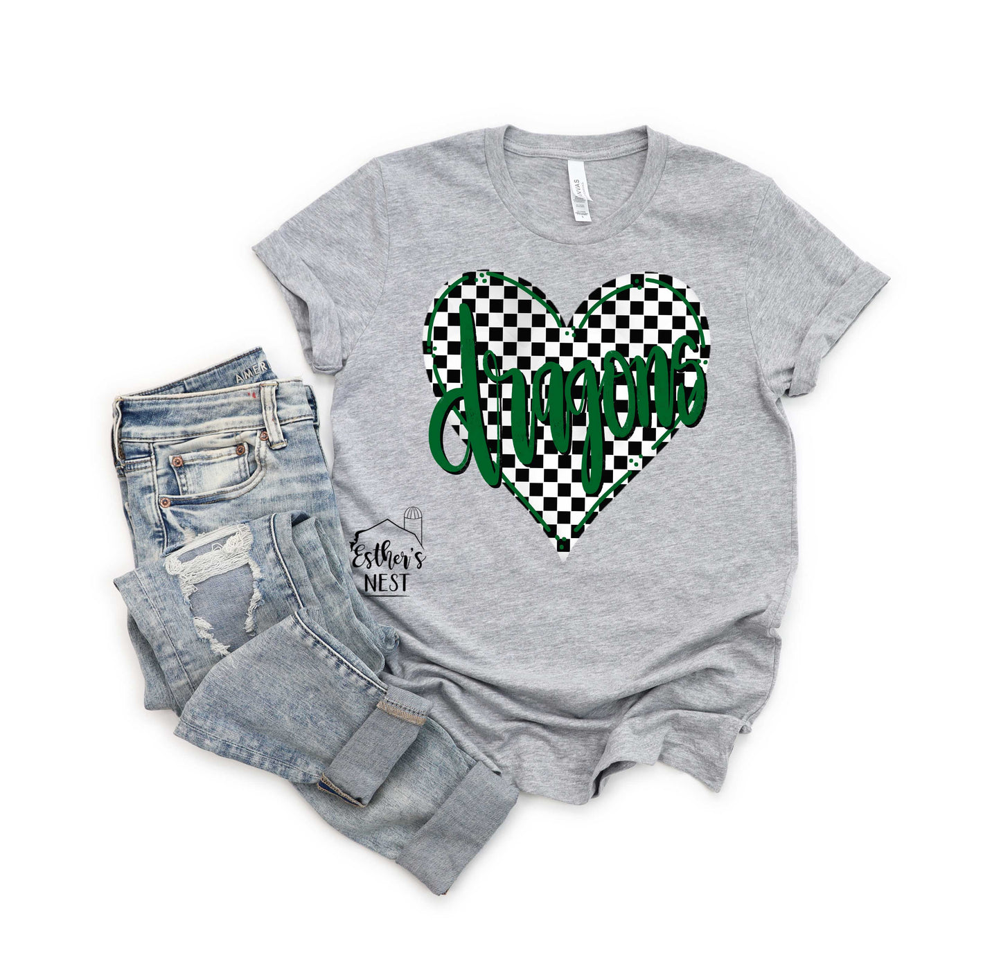 Mascot Heart Spirit Wear Adult Tee | CUSTOMIZEABLE TEAM COLORS | Spirit Wear Collection