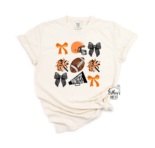 FOOTBALL BOW Mascot Spirit Wear Adult Tee | CUSTOMIZEABLE TEAM COLORS | Spirit Wear Collection