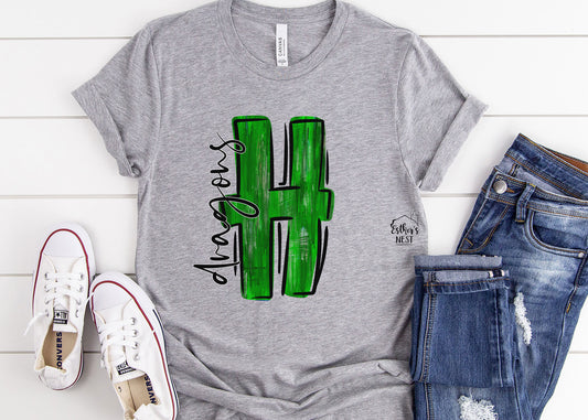Brushstroke Adult Spirit Tee | HJHS Dragons | Spirit Wear