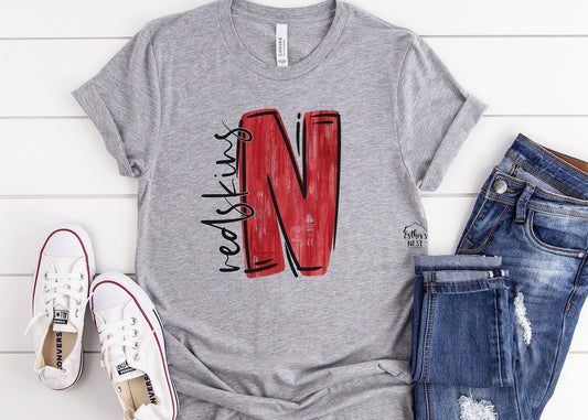 Brushstroke Adult Spirit Tee | Nokomis Redskins | Spirit Wear