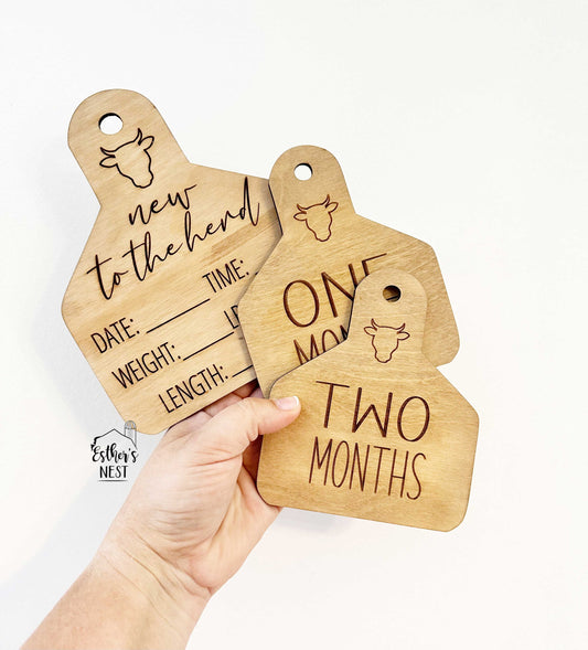 Milestone Cow Tags | Baby Collection | Children's Collection | Home Decor