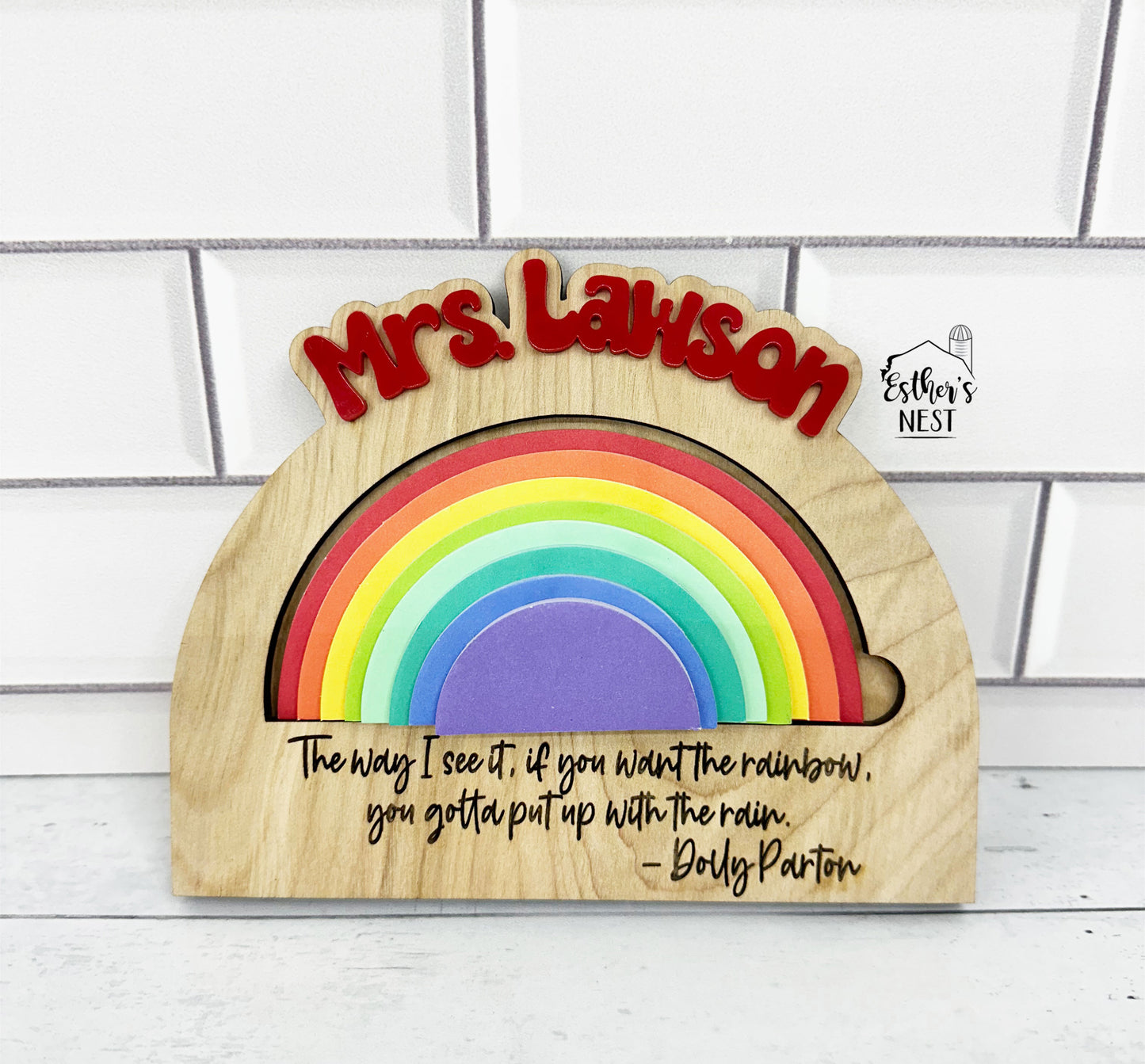 Personalized Teacher Rainbow Post-it Note Holder | Education Collection