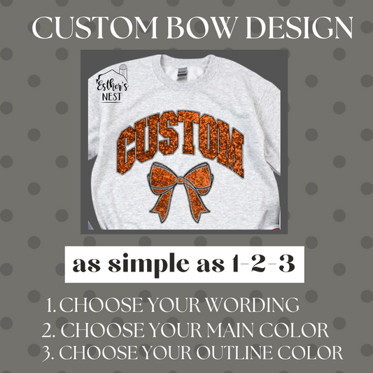 Custom GLITTER BOW Spirit Wear Adult Tee | CUSTOM TEAM | Spirit Wear Collection