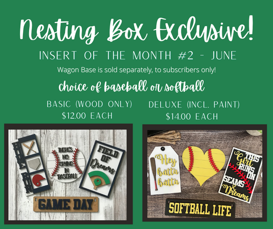 BASEBALL/SOFTBALL WAGON INSERT OF THE MONTH - JUNE 2022 NESTING BOX EXCLUSIVE