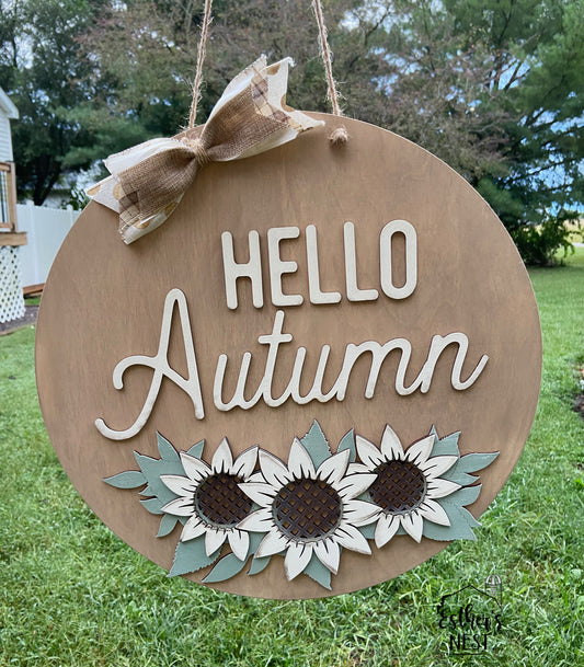 Welcome Autumn Sunflower Door Hanger | Door Hanger Collection | Fall Collection
