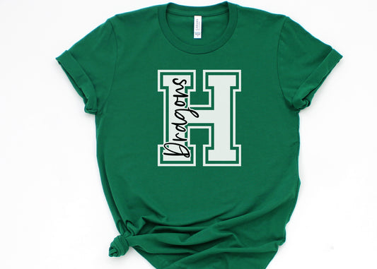 Custom Varsity School Spirit Wear Adult Tee | HJHS Dragons | Spirit Wear