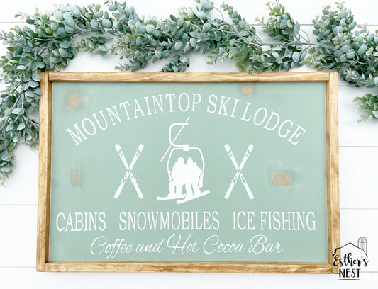 Mountaintop Ski Lodge Wood Sign | Christmas Decor | Home Decor