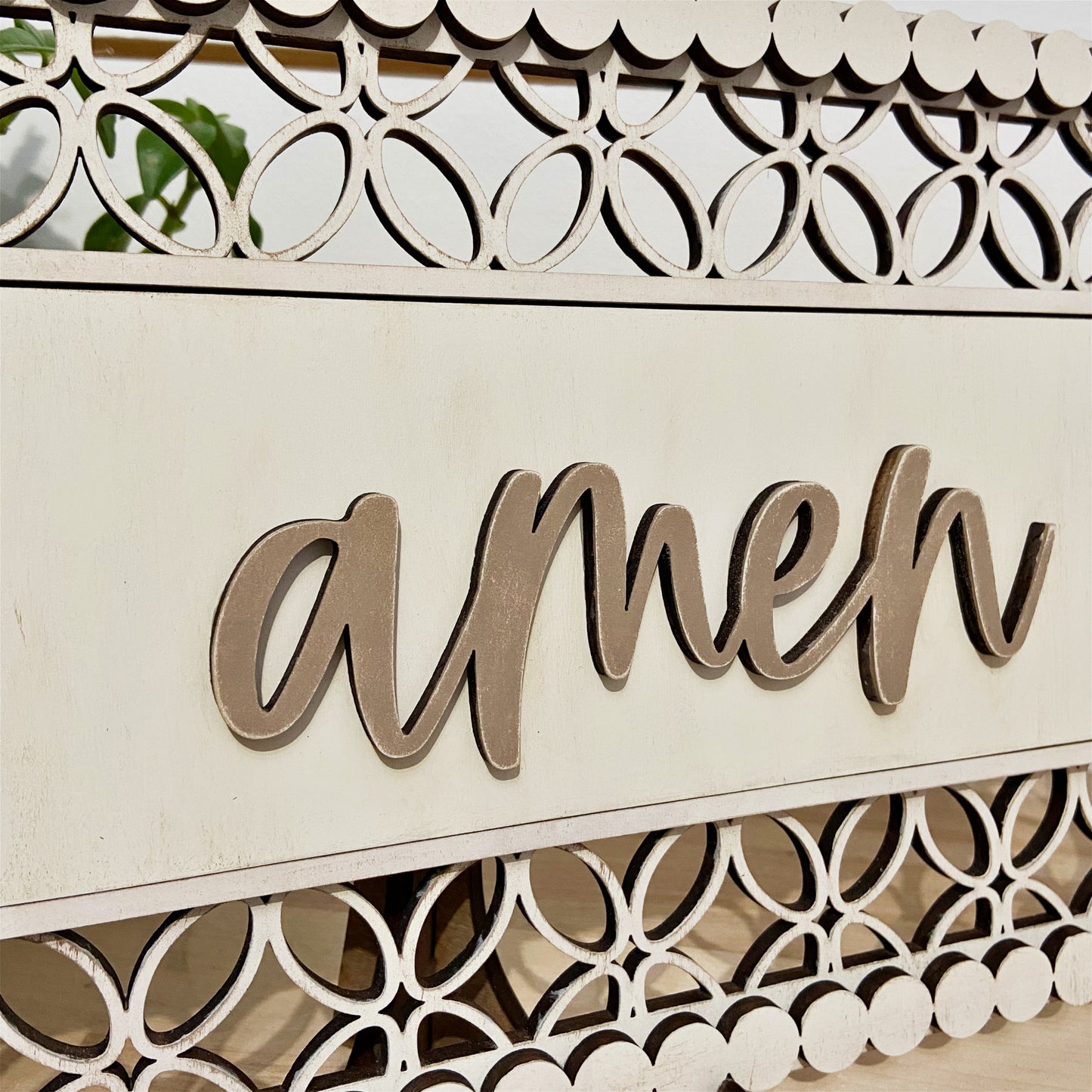 Rectangle Interchangeable Pattern Sign with Amen Insert | Everyday Collection | Adult DIY Collection