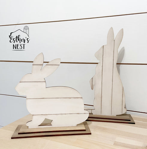 Set of 2 Wood Shiplap Bunnies | Spring Decor | Easter Collection