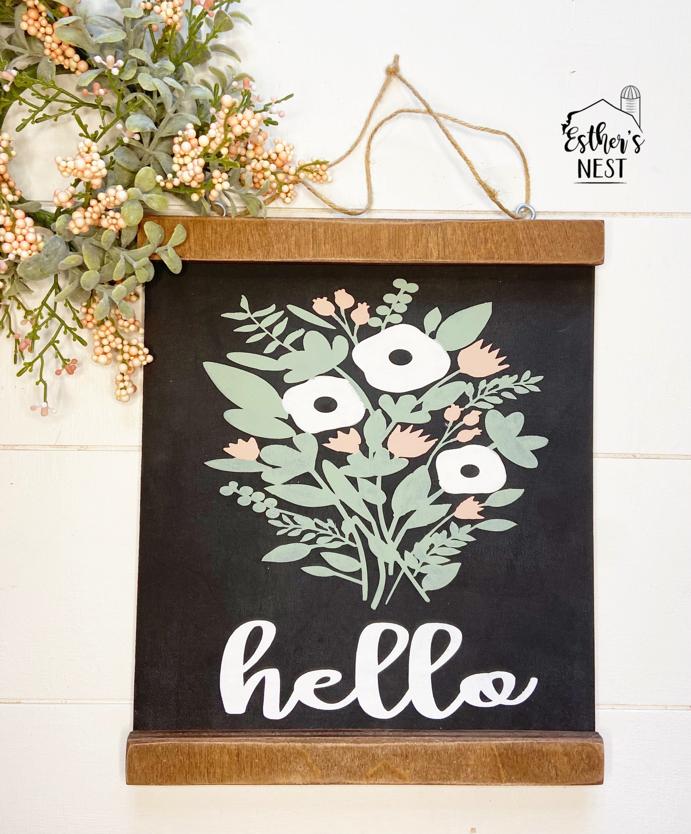 Hello Scroll Sign | Wood Sign | Spring Collection – Esther's Nest