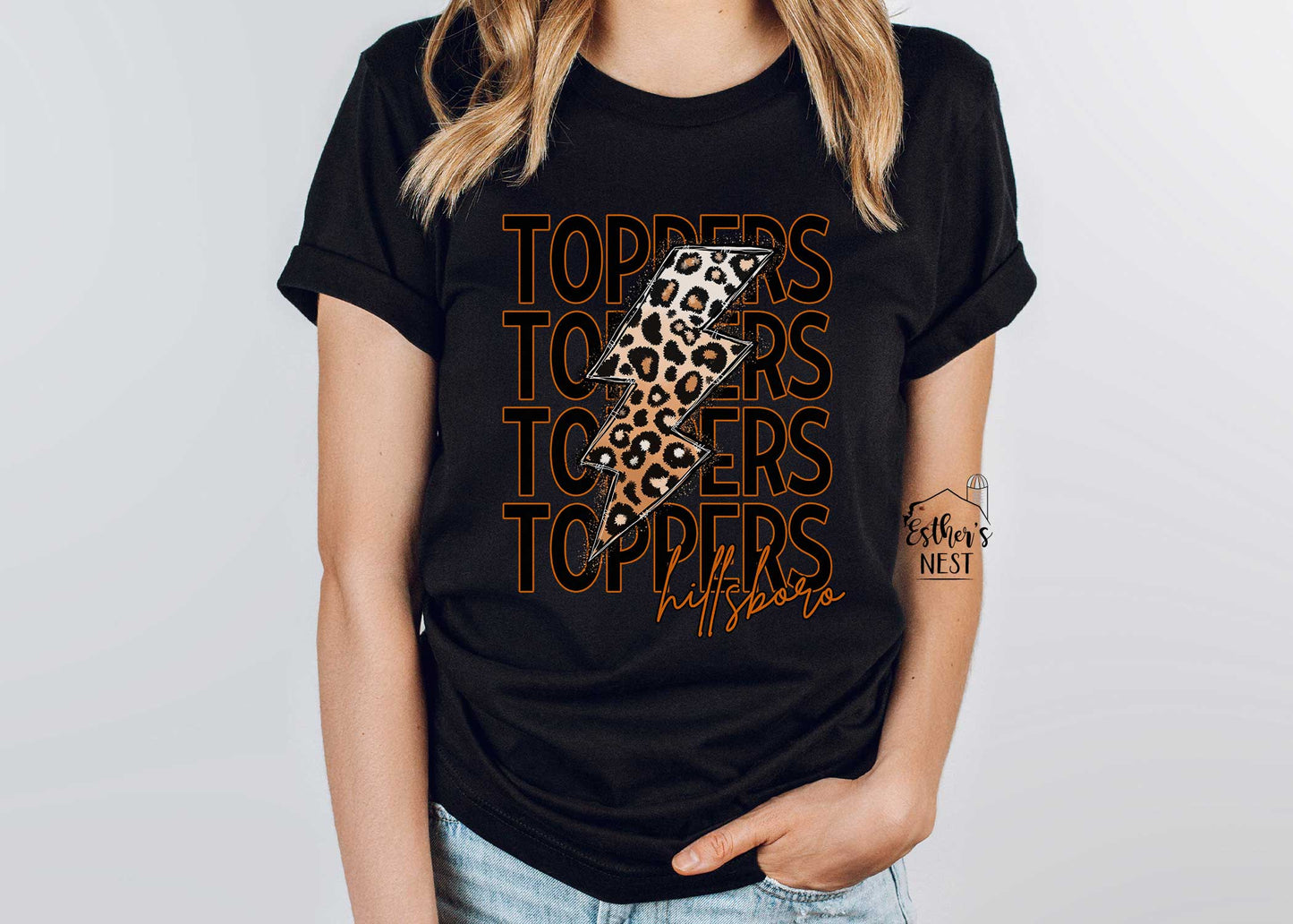 Toppers Stacked Lightening Bolt Spirit Wear Adult Tee | Hillsboro Toppers | Spirit Wear Collection