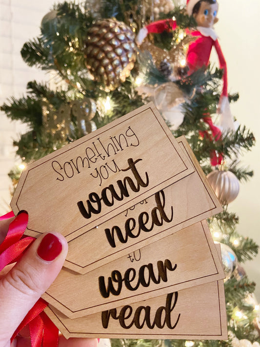Want/Need/Wear/Read Four Christmas Gift Tags  | Christmas Collection